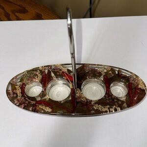 Ricardo Marzi Resin with flowers and herbs oil and vinegar tray 11” long Italy